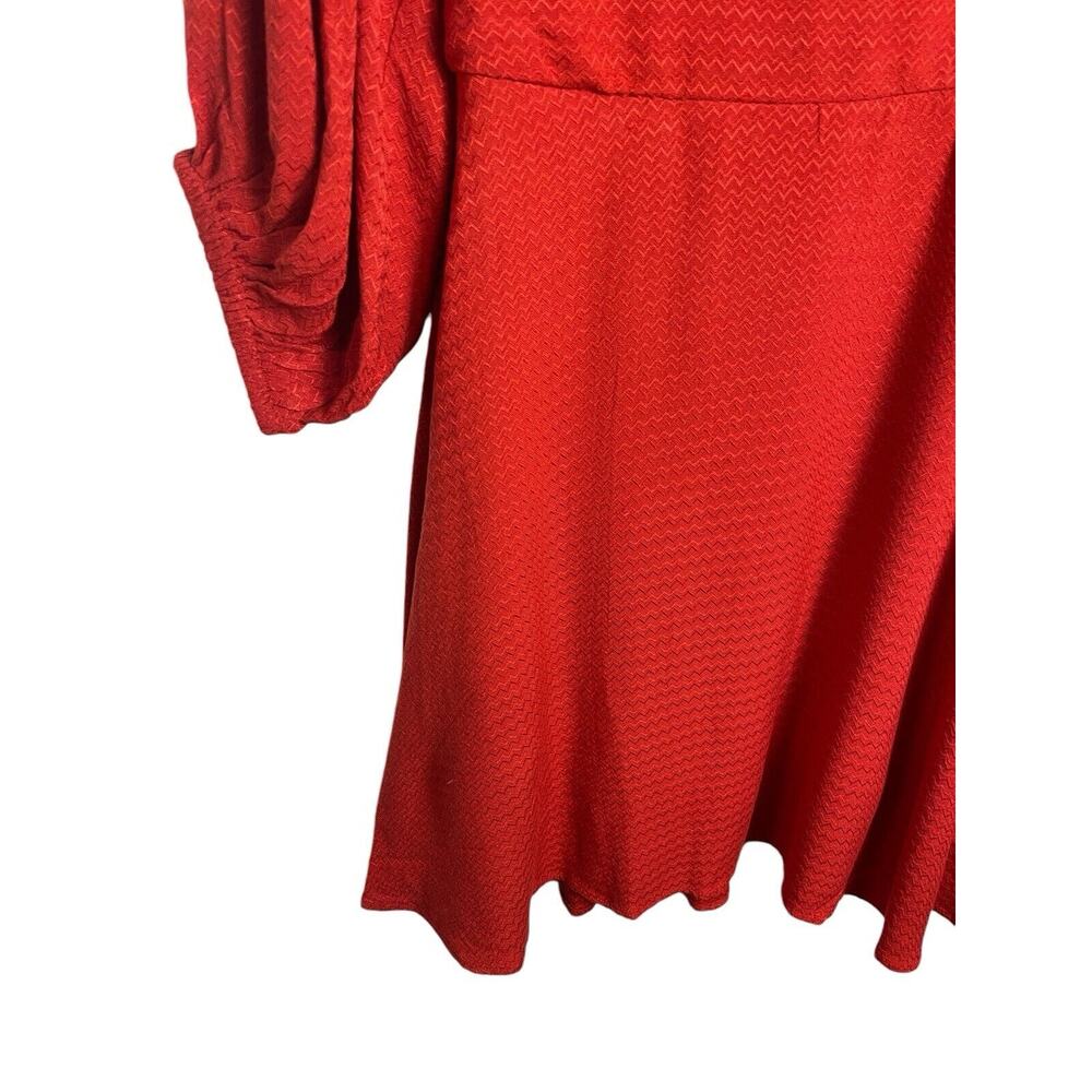 Band of the Free Josette Aurora Red Puff‎ Sleeve Boho Tie Back Dress Size NWT - Picture 4 of 8